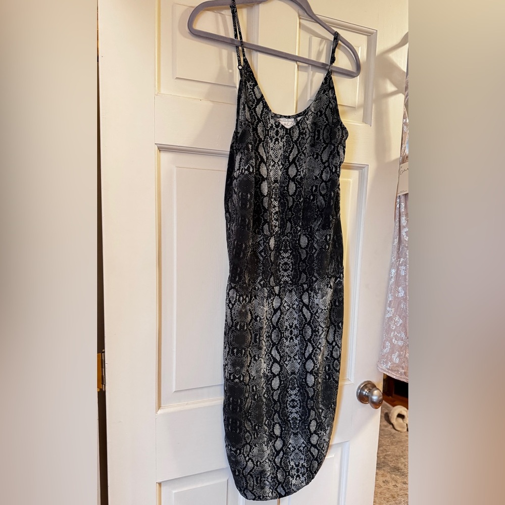acacia swimwear Black and Gray Snakeskin Midi Dress